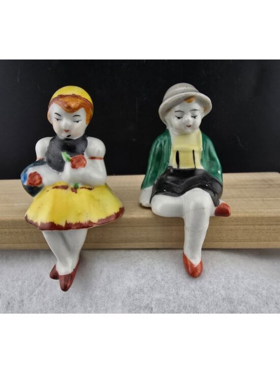 Occupied Japan Other - Vintage Porcelain Boy & Girl Shelf Sitter Figures Occupied Japan